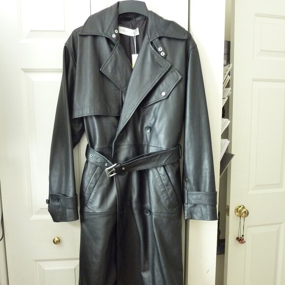 Young Poets Society Double Breasted Leather Trench Coat - Picture 5 of 15